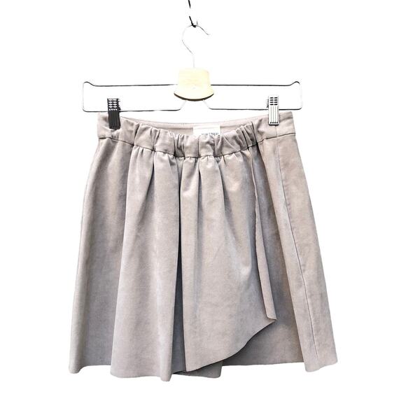 Wilfred Free Aritzia Faux Suede Leather Taupe Raw Edge Faux Wrap Mini Skirt S - Picture 1 of 7